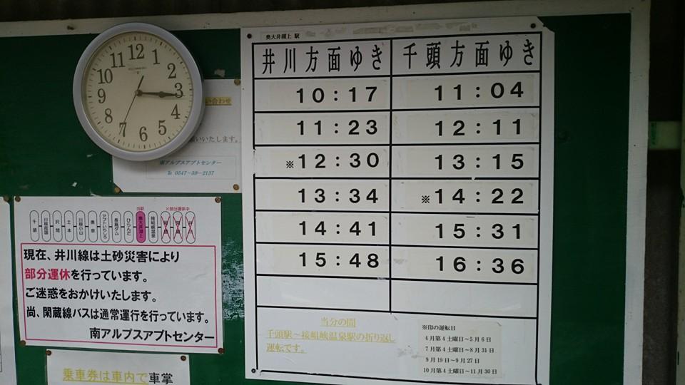 奥大井湖上駅　時刻表