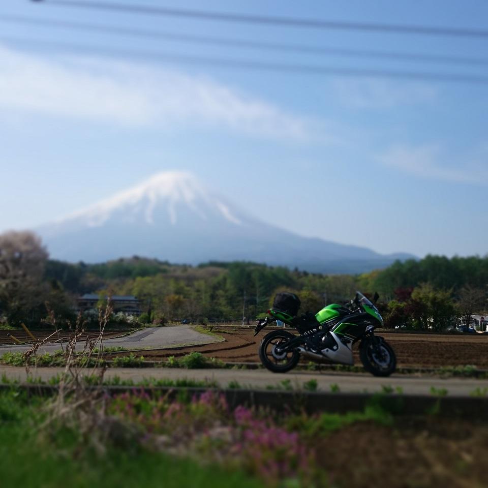 鳴沢村から見る富士山：チルトシフト加工